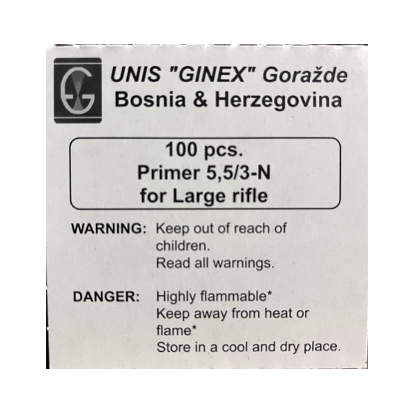 Unis Ginex - Primer -  Large Rifle 100/Box