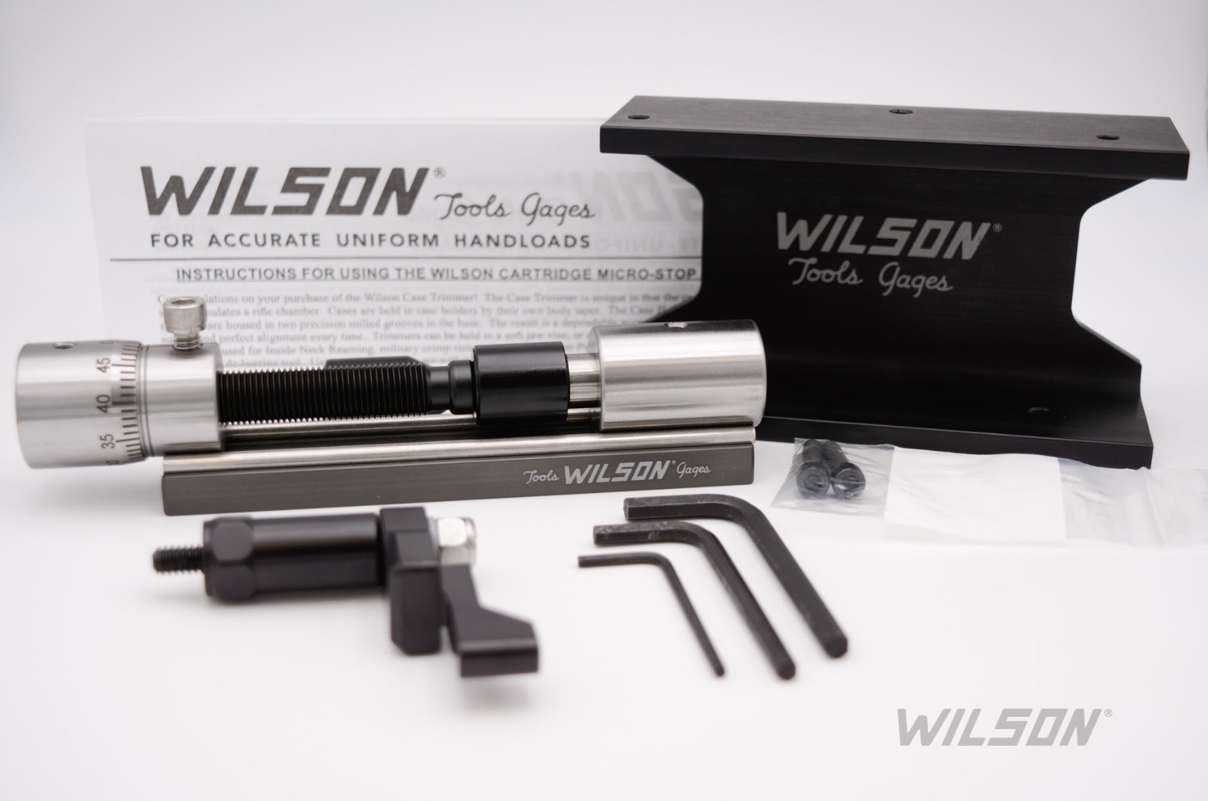Wilson - Stainless Case Trimmer Kit - with Micrometer Adjust Stop