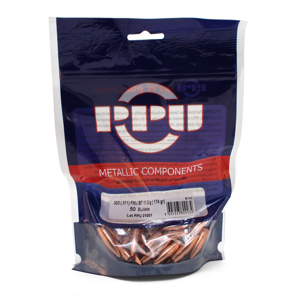 PRVI Partizan - Bullet - 303 Cal. (.311) 174 gr. FMJBT 50/Bag
