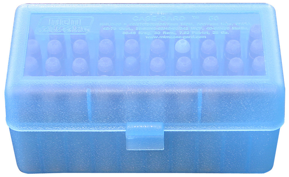  MTM 100 Round Flip-Top Ammo Box 38/357 Cal (Clear Blue